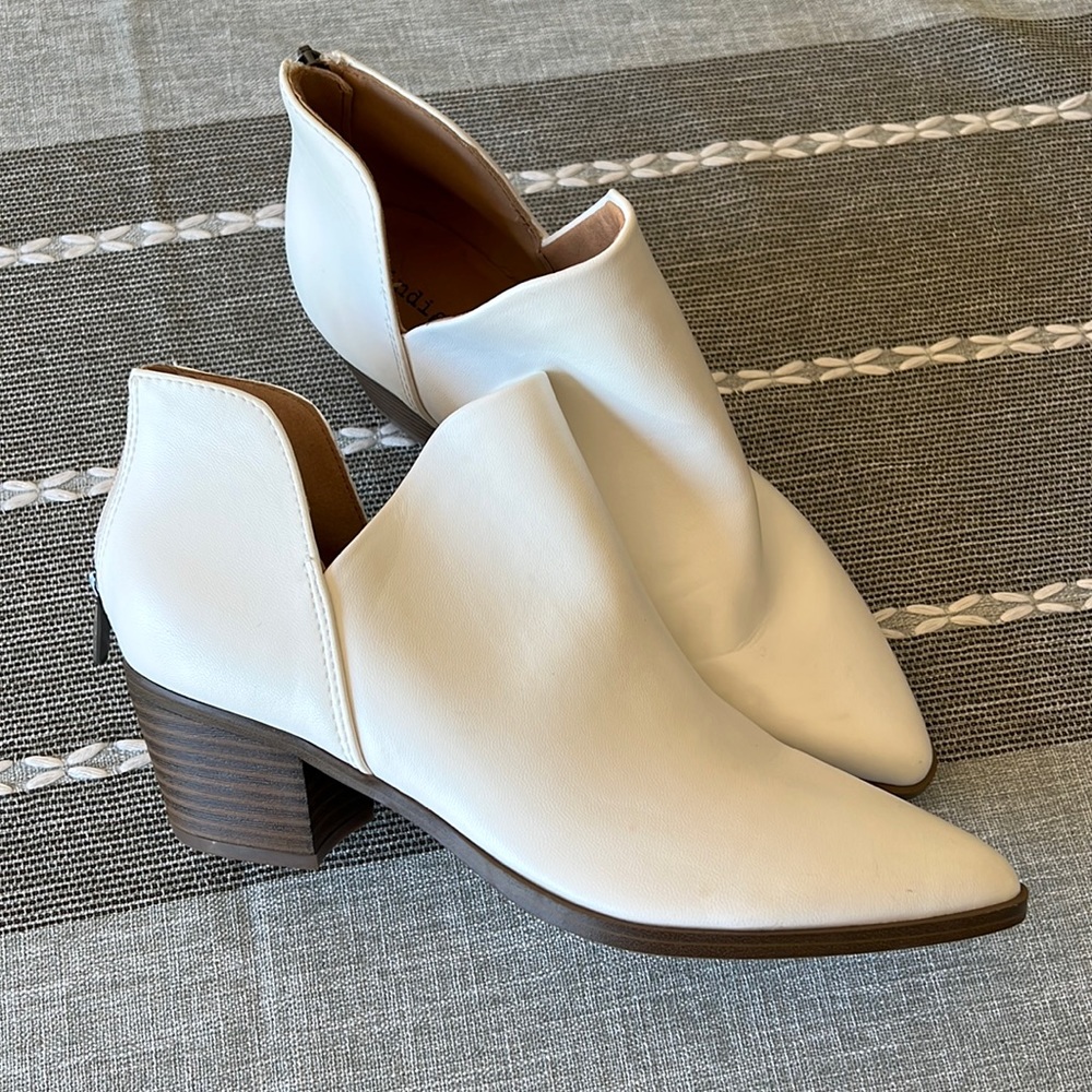 Indigo rd. pointed toe white boots - bride boots